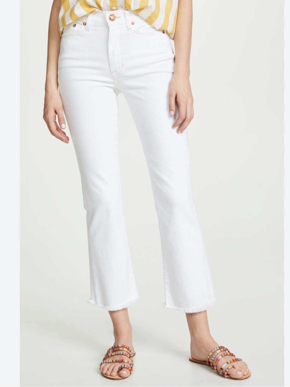 AYR White Magnolia Wash The Bomb Pop Ankle Length Fray Hem Jeans Sz. 25